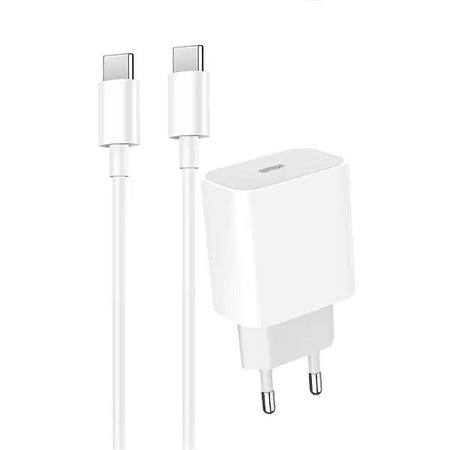 ŁADOWARKA SIECIOWA 3,6A 20W BIAŁA DENMEN + KABEL TYP-C 3600mA DC06  PD TYP-C DO TYP-C