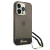 Oryginalne Etui IPHONE 14 PRO MAX Guess Hardcase Translucent Pearl Strap czarne