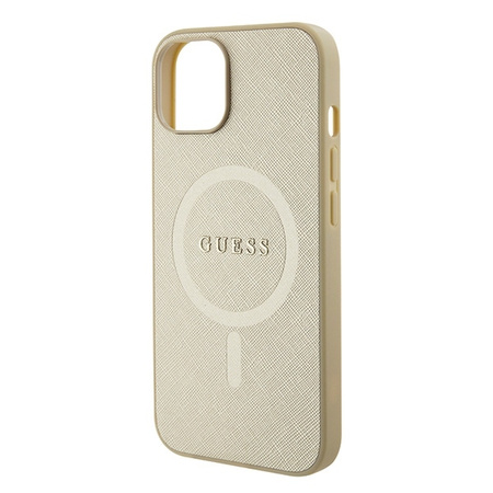 Guess nakładka do iPhone 15 Plus 6.7&quot; GUHMP15MPSAHMCB złota hardcase Saffiano MagSafe