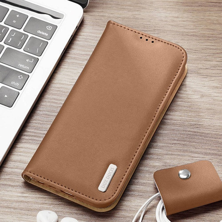 DUX DUCIS Hivo - skórzane etui portfelik do Samsung Galaxy S23 Plus brązowe