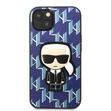 Original Handyhülle IPHONE 13 MINI Karl Lagerfeld Hardcase Monogram Ikonik Patch blau