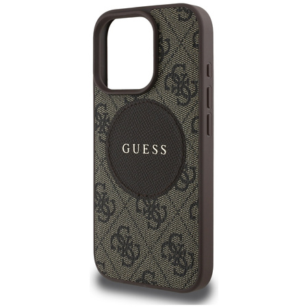 Oryginalne Etui IPHONE 16 PRO Guess 4G Circle Classic Logo MagSafe brązowe