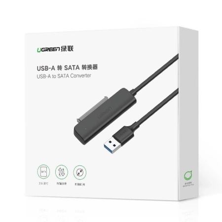 Ugreen adapter przejściówka dysku HDD SSD 2,5'' SATA III 3.0 - USB 3.2 Gen 1 (SuperSpeed USB 5 Gbps) czarny (70609 CM321)