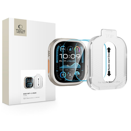 SZKŁO HARTOWANE TECH-PROTECT EASY SET+ 2-PACK APPLE WATCH ULTRA 1 / 2 (49 MM) CLEAR