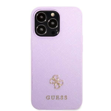 Original Case IPHONE 13 PRO Guess Hardcase Saffiano 4G Small Metal Logo purple