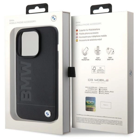 Etui BMW Leather Hot Stamp na iPhone 15 Pro Max - czarne