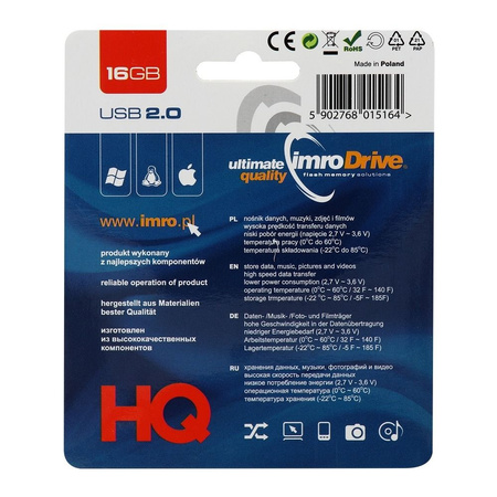 Imro pendrive 16GB USB 2.0 Black czarny