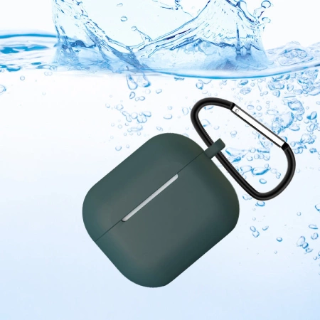 Etui do AirPods 3 silikonowy miękki pokrowiec na słuchawki + brelok karabińczyk zawieszka czarny (case D)