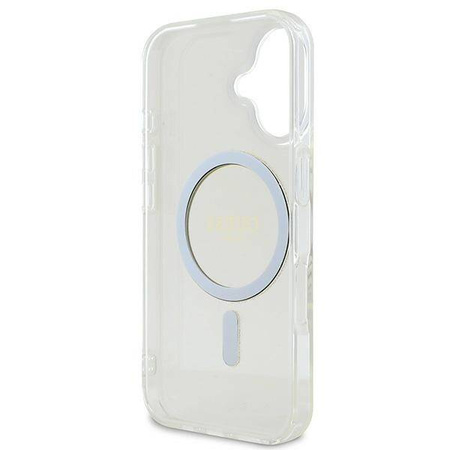 Original Case IPHONE 16 Guess Hardcase IML Glitter Circle MagSafe (GUHMP16SHFGERET) transparent