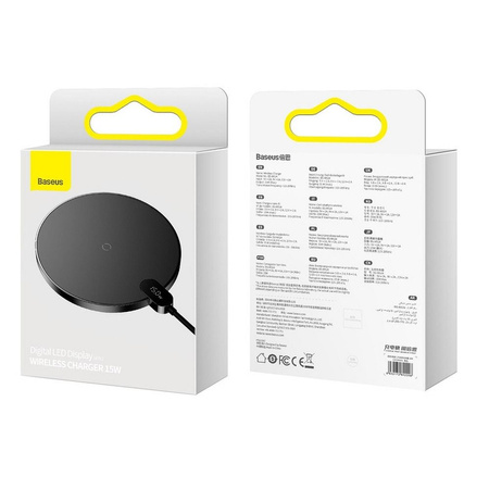 Bezprzewodowa ładowarka indukcyjna Baseus Digital LED 15W (czarna)