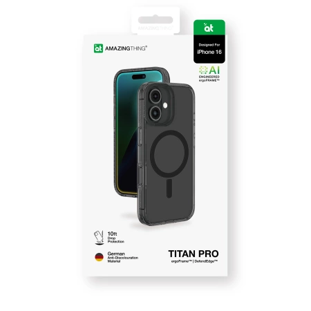 AmazingThing Titan Pro Mag Case with Magnetic Ring for iPhone 16 - Black