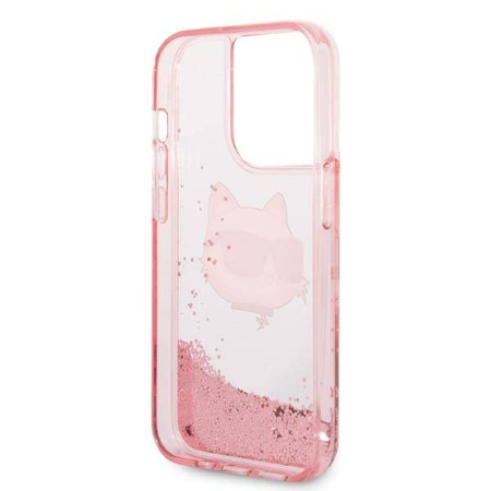 Karl Lagerfeld Liquid Glitter NFT Choupette Head - Etui iPhone 14 Pro Max (różowy)