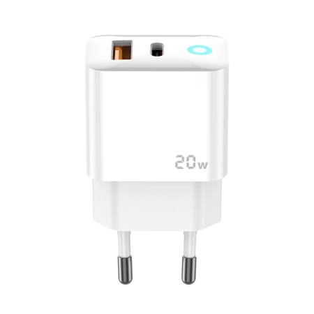 JELLICO wall charger EU11 PD 20W 1xUSB-C + 1xUSB QC3.0 + cable USB-C - Lightning White