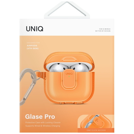 Etui UNIQ Glase Pro do AirPods 4 Lock    Case pomarańczowy
