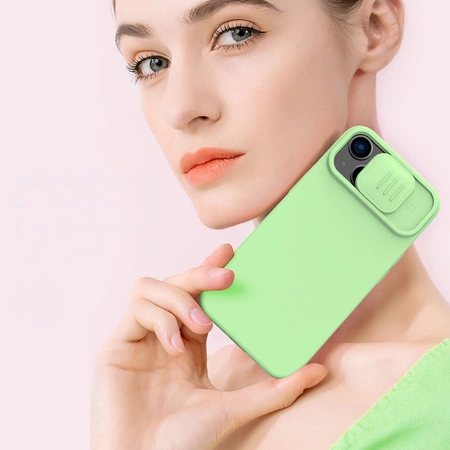 Nillkin CamShield Silky Silicone Case iPhone 14 Plus Hülle mit Kameraabdeckung grün