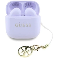 TWS Guess Kopfhörer mit klassischem Logo und Charm-Aufdruck, glänzender Effekt, Lavendel