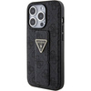 Guess Grip Stand 4G Triangle Strass Hülle für iPhone 15 Pro Max - Schwarz