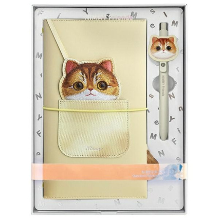 Nimmy Zestaw 2w1 notatnik + długopis      khaki Big Eyed Pet 2.0 Cat