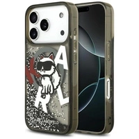 Karl Lagerfeld Liquid Glitter Choupette Logo MagSafe Case für iPhone 17 Pro - Schwarz
