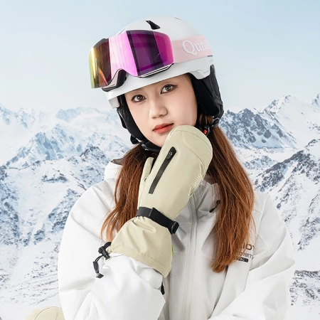 Qunature Full Length Ski Gloves Size L - Light Brown