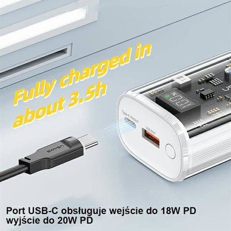 Powerbank 9000mAh PD 20W QC3.0+PD USAMS Dual-Port Fast Charge 10KCD18901 (US-CD189) black