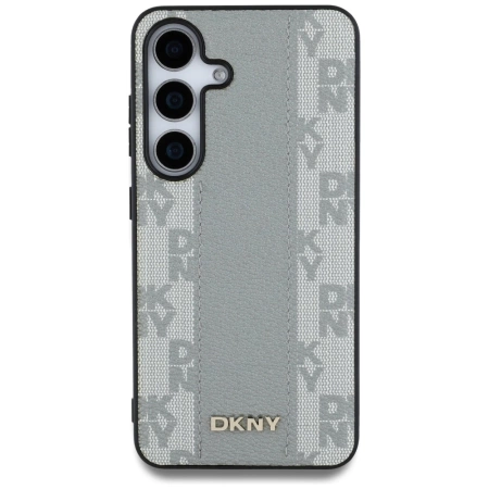 DKNY Leather Checkered Pattern MagSafe case for Samsung Galaxy S25 taupe