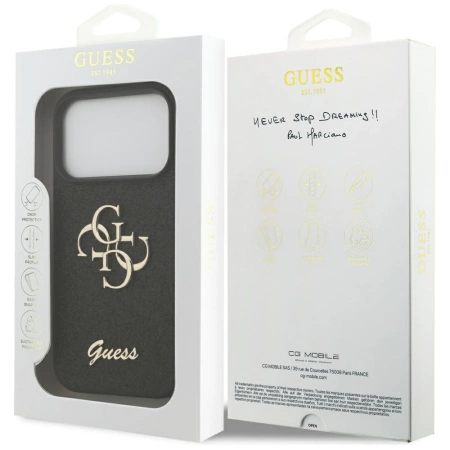 Etui Guess Fixed Glitter Big 4G na iPhone 17 Pro - czarne