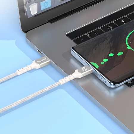 Blavec Kabel Raptor pleciony - USB na Lightning - 2,4A 0,5 metra (CRA-UL24WS05) biało-srebrny