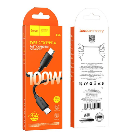 HOCO kabel Typ C do Typ C Hyper Power Delivery 100W X96 1m czarny