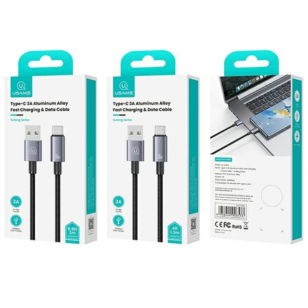 USAMS Kabel USB na USB-C 3A 1,2mFast Charging stalowy/tarnish SJ663USB01 (US-SJ663)