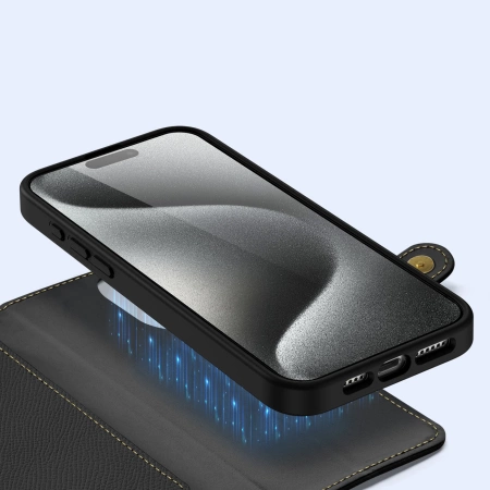 Dux Ducis Lawa Lederhülle für iPhone 15 Pro - Schwarz