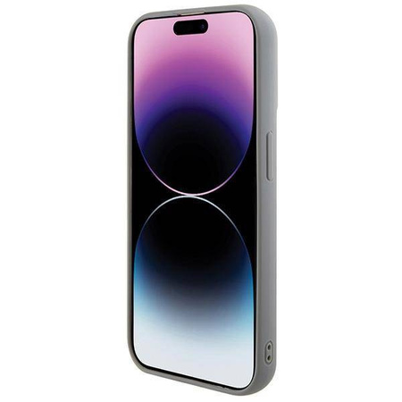 Guess Pailletten-Schriftzug-Metallgehäuse für iPhone 15 Pro Max – Silber