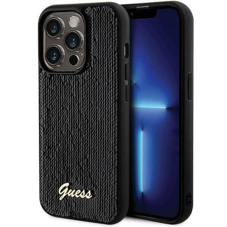 Guess nakładka do iPhone 13 Pro Max 6,7&quot; GUHCP13XPSFDGSK HC SEQUIN SCRIPT METAL czarna