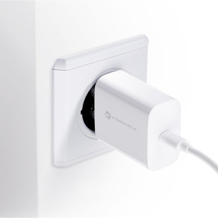Forcell Ładowarka Sieciowa ze złączem USB typ C i kablem lightning - 3A 20W z funkcją ładowania PD i QC 4.0