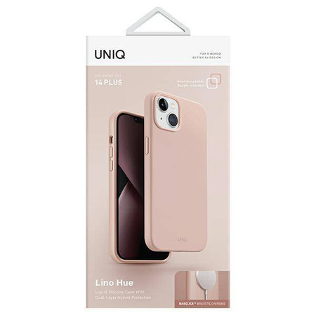 Uniq Hülle Lino Hue iPhone 14 Plus 6.7&quot; Magclick Charging pink/blush pink