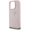 Schutzhülle IPHONE 16 PRO Guess Hot Stamp 4G Pattern Triangle Metal Logo rosa