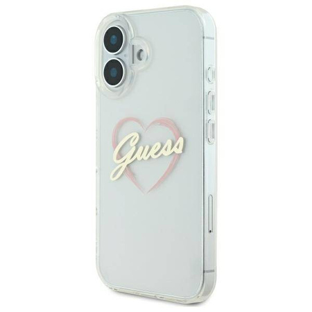 Original Handyhülle IPHONE 16 Guess Hardcase IML Heart (GUHCP16SHCHGSPT) transparent