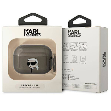 Oryginalne Etui APPLE AIRPODS PRO Karl Lagerfeld Karl`s Head (KLAPHNIKTCK) czarne