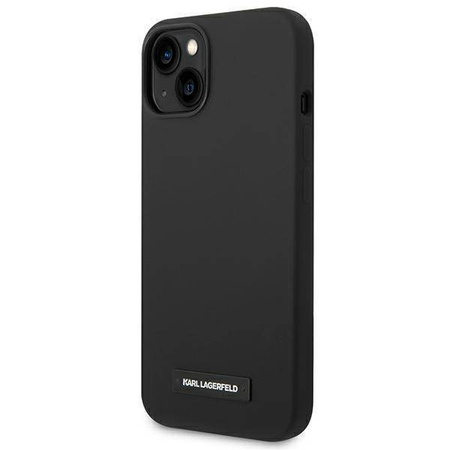 Original Case IPHONE 14 PLUS Karl Lagerfeld Hardcase Silicone Plaque Magsafe black