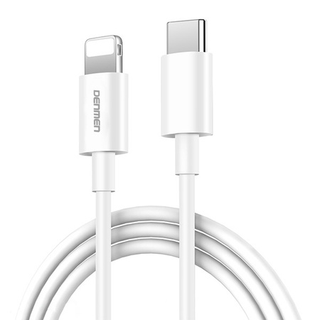 DENMEN KABEL USB PD TYP-C - LIGHTNING 20W 3,6A WZMACNINANY BIAŁY 2M D65