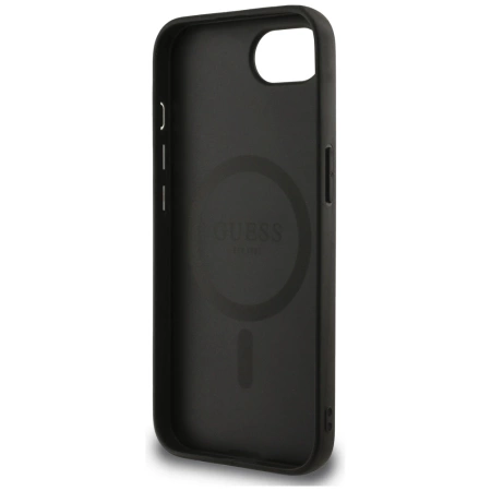 Guess Peony Script Logo MagSafe iPhone 16e Case Black