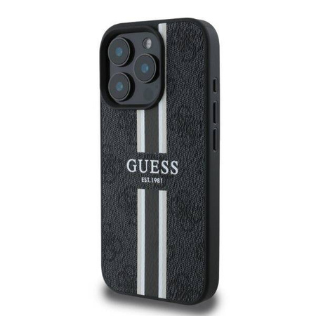 GUESS futerał do IPHONE 16 Pro kompatybilny z MagSafe GUHMP16LP4RPSK (4G Pronted Stripes) czarny