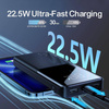 Power Bank 10000mAh 22,5W 2xUSB QC3.0 + USB-C PD3.0 + Micro USB Wyświetlacz LED Bateria Zewnętrzna Fast Charge JOYROOM JR-QP191 czarny