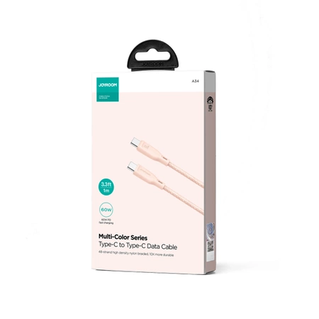 Joyroom Multi-Color Series SA34-CC3 USB-C/USB-C-Kabel 60 W schnelle Übertragung 1 m – Pink