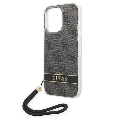 Original Handyhülle IPHONE 14 PRO Guess Hardcase 4G Print Strap (GUOHCP14LH4STK) schwarz