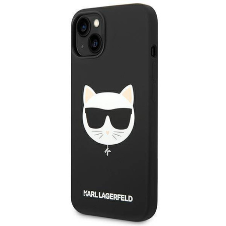 Original Handyhülle IPHONE 14 PLUS Karl Lagerfeld Hardcase Silicone Choupette Head Magsafe schwarz