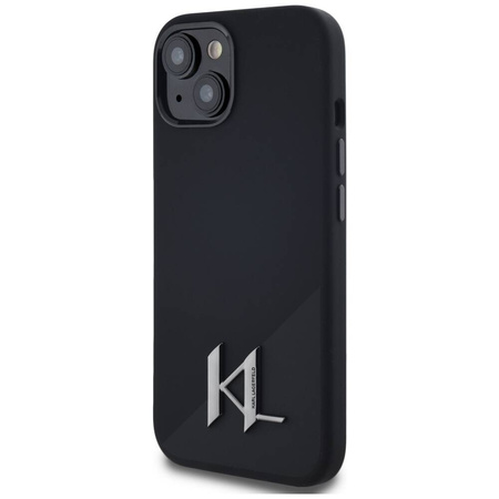 Oryginalne Etui IPHONE 15 Karl Lagerfeld Hardcase Silicone Shadow Metal Initial MagSafe czarne