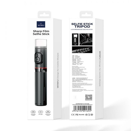 WiWU - Selfie stick Wi-SE003 z funcją tripoda i wbudowaną lampą LED