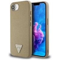 Guess Grained Triangle MagSafe iPhone 16e Hülle - Braun