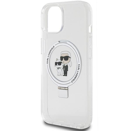 Original Case IPHONE 13 / 14 / 15 Karl Lagerfeld Hardcase Ring Stand Karl&Choupettte MagSafe white